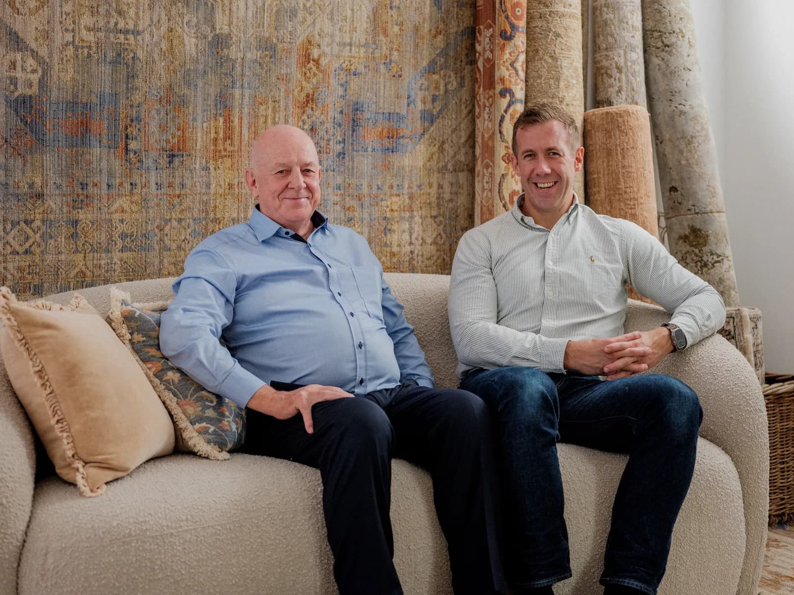 Founder Gary Tippett with his son, Director Sam Tippett, as Think Rugs celebrates 30 years in business.